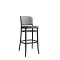 Modern Bar Stools With Black Leather And Light Woven Backrest Design