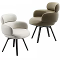 Modern Light Colored Dining Chairs With Armrests And Black Sleek Legs Design