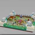 Lego Brick Play Scene With Minifigures Colorful Paths And Detailed Building Elements