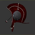 Vintage Red Leather Flight Helmet Featuring Stitching Detail Inner Lining And Headphone Microphone