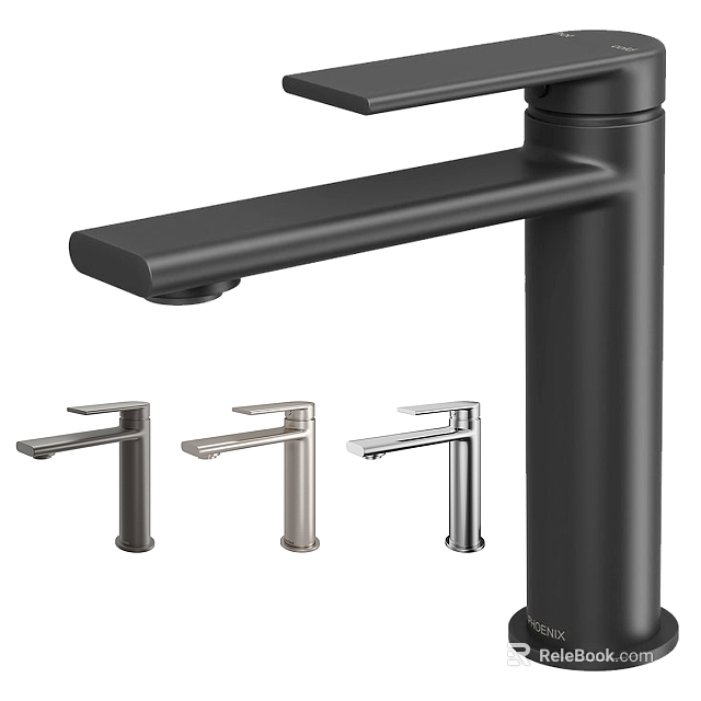 Modern Sleek Black And Silver Faucet Styles For Kitchen Bathroom Design 3d model 
