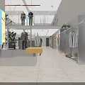 Modern Clothing Store Interior With Mannequins Display Areas And Decorative Plants
