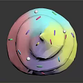 Colorful Swirled Ice Cream Cone With Vibrant Sprinkles And Creamy Layers