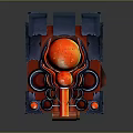 Sci Fi Mechanical Structure With Glowing Red Orange Parts And Platform Base 3d model