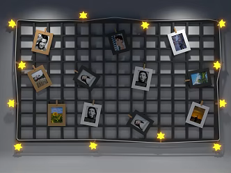 Modern Photo Wall Internet Red Wall 3d model