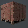 Sturdy Red Brick Stone Stack With Wooden Pallet Base Structure 3d model