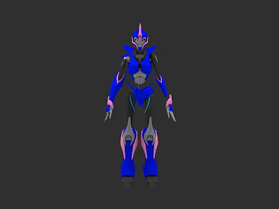 Sci Fi Robot Character With Blue Pink Armor And Metallic Design Elements 3d model
