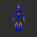 Sci Fi Robot Character With Blue Pink Armor And Metallic Design Elements