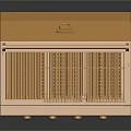 Modern Golden Kitchen Grill Appliance With Lid Control Knobs And Cooking Grate