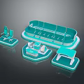 Modern Turquoise Furniture Collection Featuring Chair Sofa Table And 3D Design Elements