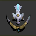 Ornate Golden Helmet With Blue Gem And Purple Winged Design For Cosplay