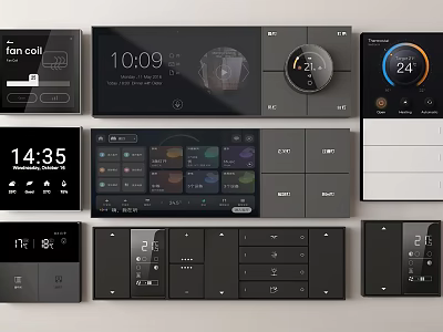Smart Switch Panels With Digital Displays Multiple Control Functions And Modern Design 3d model