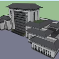 Traditional Style Modern Building With Multi Story Structure Light Colored Facade And Black Roof Design