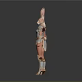 Rabbit Character In Metallic Armor Suit With Golden Accents And Red Ears