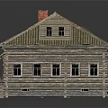 Old Wooden House With Broken Roof Exposed Beams Red Chimney And Straw Decorations