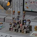 Figurine Display Cabinet With Collectible Action Figures And Cute Characters On Transparent Shelves