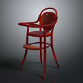 Classic Red Bar Stool With Curved Wooden Backrest And Woven Seat