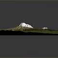 3D Terrain Model of Snow Capped Volcano with Lush Green Vegetation Landscape