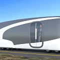 Futuristic Bus With Sleek Aerodynamic Design Moving On Highway Road