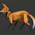 Designer Crafted Origami Style Orange Fox 3D Model With Geometric Details