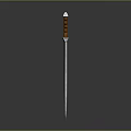 Classic Medieval Sword With Wooden Striped Handle And Silver Sharp Blade