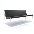 Modern Black Leather Multi Seat Sofa With Sleek Metal Legs For Living Room