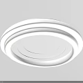 Modern White Ceiling Lights With Various Circular Designs And LED Light Strips 3d model