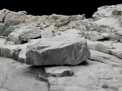 Stone And Wood Elements In Rocky Natural Landscape With Rough Surfaces And Large Boulders 3d model