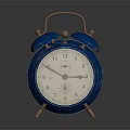 Blue Retro Alarm Clock With Copper Bells Handle Legs And Classic Clock Face Design