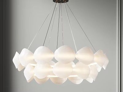 Modern White Shell Shaped Chandelier With Multiple Hanging Shades For Interior Decor 3d model