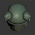 Green Tactical Weapon Helmet With Mechanical Design Ear Like Structures And Metal Parts