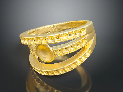 Elegant Gold Fashion Ring With Multi Layered Design And Diamond Accents 3d model