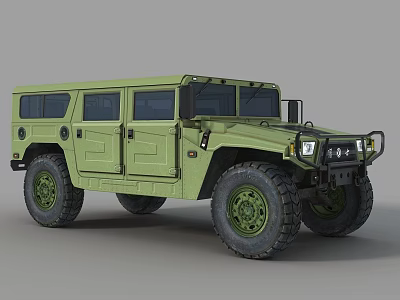 Green Military Style Off Road Vehicle With Rugged Design Large Tires And Multiple Doors 3d model