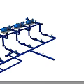 Industrial Equipment Blue Piping System With Multiple Pumps Arranged In Industrial Line Setup