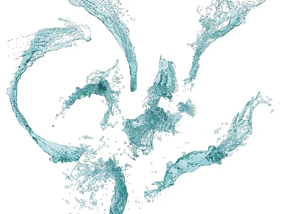 Elegant Garden Water Ornament with Rotating Blue Water Splashes and Dynamic Flowing Design Elements 3d model