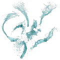 Elegant Garden Water Ornament with Rotating Blue Water Splashes and Dynamic Flowing Design Elements