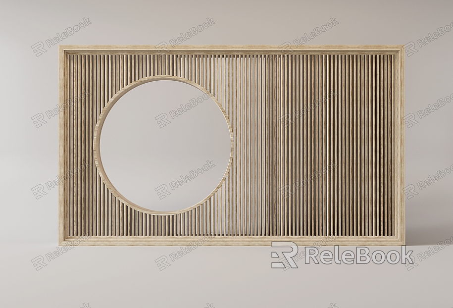 Solid wood lattice partition screen model