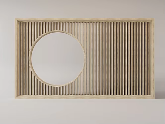 Solid wood lattice partition screen 3d model