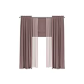 Brown Thick Curtains With White Sheer Layers For Home Window Decor 3d model