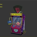 WIN-HITMAN Arcade Machine With Vibrant Colors PULL Lever Coin Slot And Top Sign