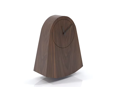 Walnut Wood Curved Table Clock With Modern Minimalist Design And Natural Grain Surface 3d model