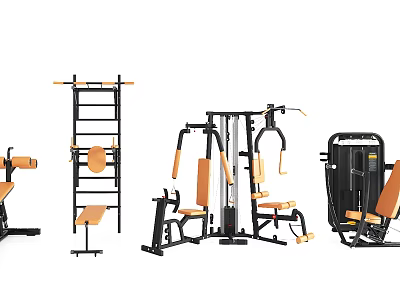 Complete Home Gym Fitness Equipment Collection With Multi Functional Trainer And Benches 3d model