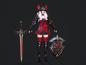 female warrior game character 3d model