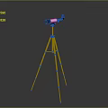 Telescope On Tripod For Viewing Scenic Landscapes With Gray Background And Reflective Ground