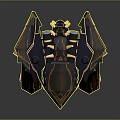 Robot Beast Mechanical Creature With Black Gold Ornate Armor Clawed Feet And Horned Head