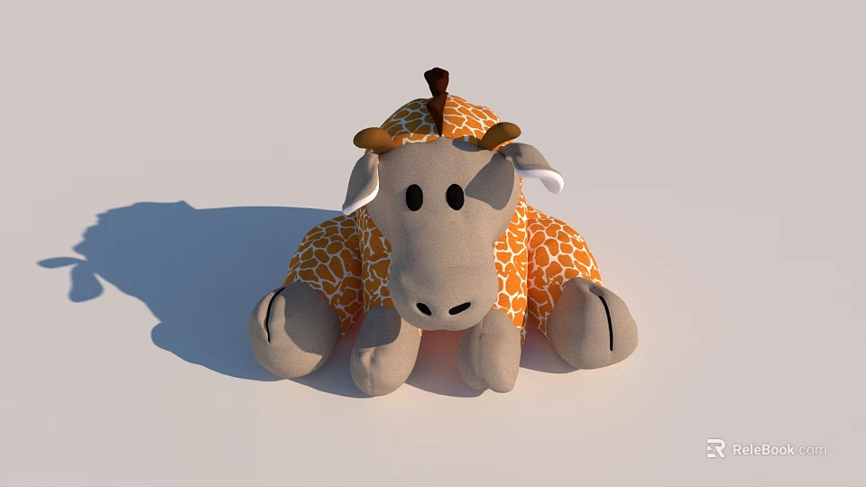 Giraffe Plush Toy With Orange Spotted Pattern And Soft Gray Body 3d model 