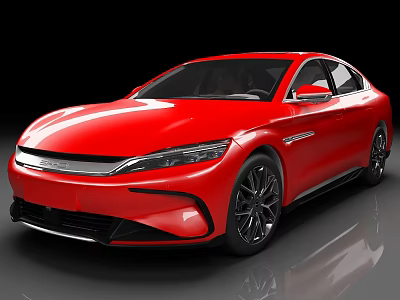 Red Modern Electric Sedan With Streamlined Body And Black Alloy Wheels 3d model