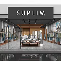 SUPLIM Modern Clothing Store With Glass Facade Displayed Clothes And Interior Layout