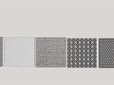 Modern Decorative Perforated Panels With Various Geometric Patterns And Grid Designs 3d model