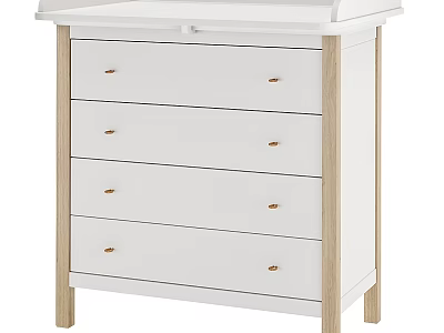 Simple Style Children's Bed With White Finish Wooden Legs And Practical Storage Drawers 3d model